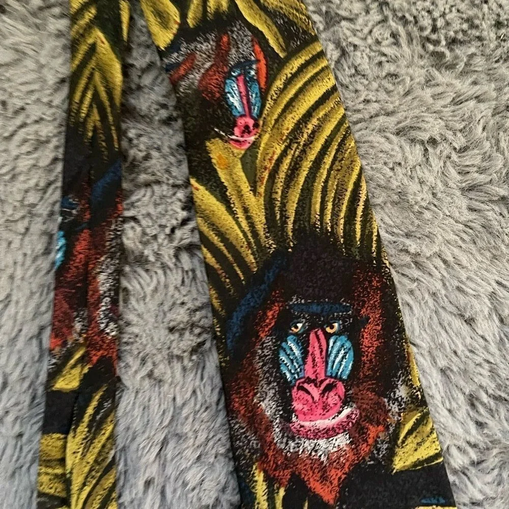 Vintage 1991 WWF World Wildlife Fund Mandrill Monkey‎ Silk Tie  Design 121